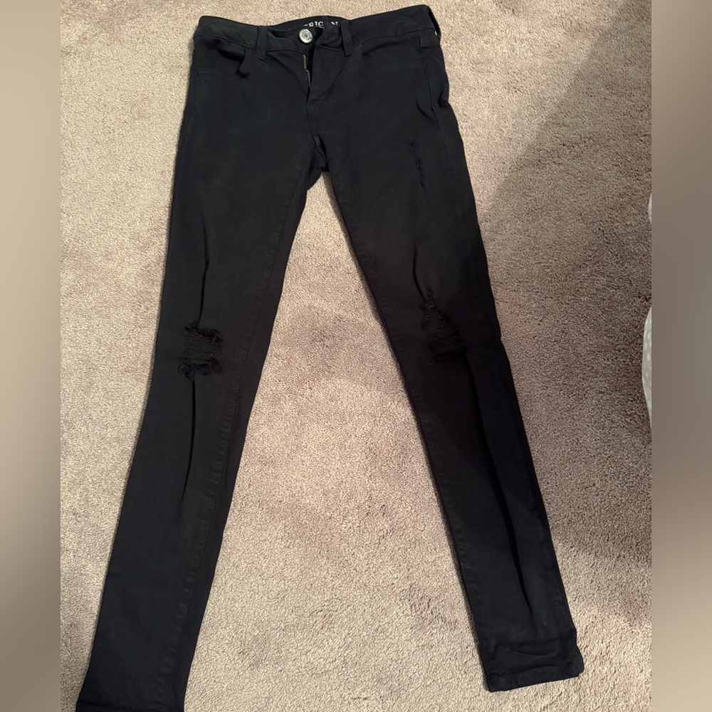 American Eagle Black Distressed Women Jeans